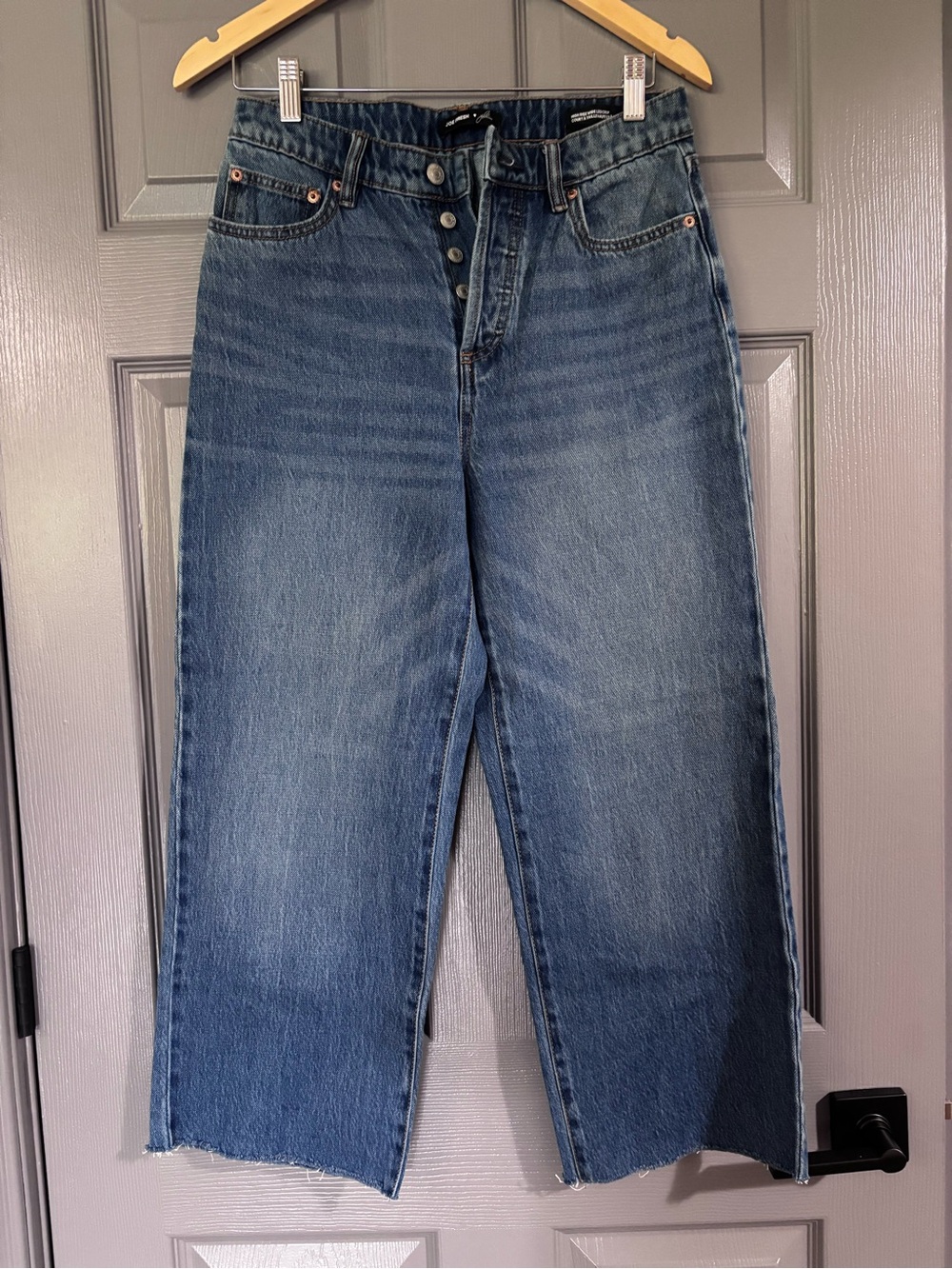 High-Rise Wide-Leg Blue Denim Jeans